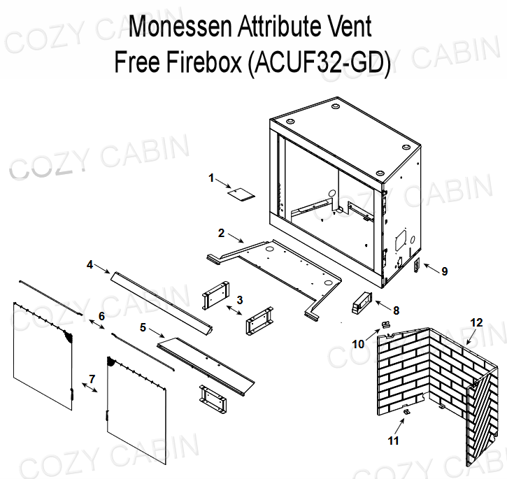 Monessen 32" Attribute Vent Free Firebox with Gray Interior (ACUF32-GD) #ACUF32-GD